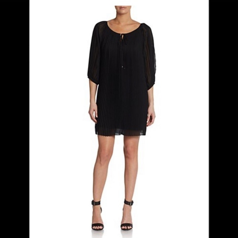 Diane Von Furstenberg Womens Keoni Plisse Pleated Black Dress Sz 2 Minimalist